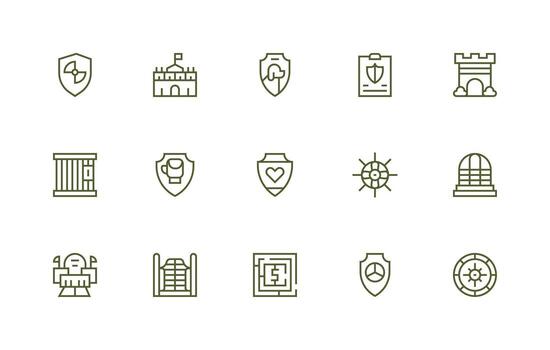 15 Regular Line Vectors for Guarded Theme Neatly Designed Icons for Web Platforms