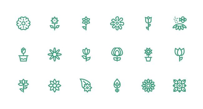 18 Strong Stroke Line Designs for Petal Icons Minimal Icon Set for Interface Projects vector