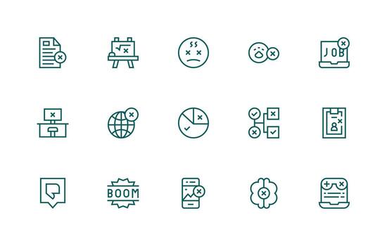 Fail Icon Set with 15 Regular Line Graphics Flexible Icon System for Web Interfaces vector