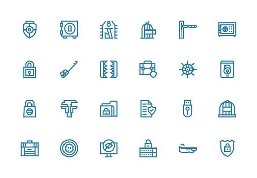 24 Icons for Lock in Thick Line Line Format Simplified Icon Pack for Visual Tools vector