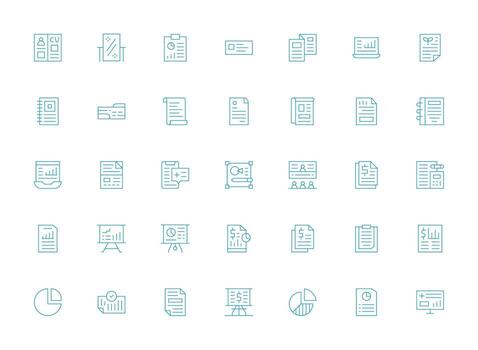 Summary Set with 35 Light Line Icons User Interface Icons for Digital Products vector