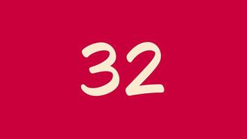 35 andra nedräkning timer med beige siffra på röd bakgrunder otjänlig för presentationer, webbplatser, och pedagogisk Resurser video