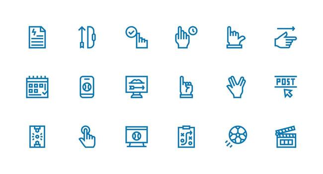 acción icono conjunto con 18 fuerte carrera línea gráficos web y aplicación icono paquete colección vector