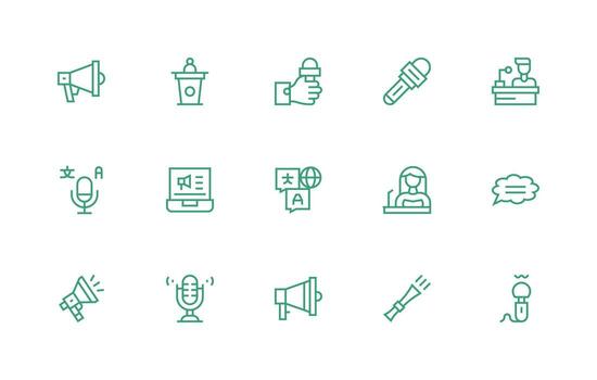 Speech Set with 15 Regular Line Icons Versatile Icon Collection for Designers vector