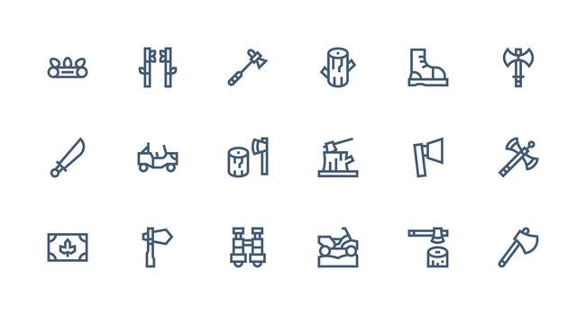 18 fuerte carrera línea íconos para silvicultura gráficos limpiar icono conjunto icono paquete para ui proyectos vector