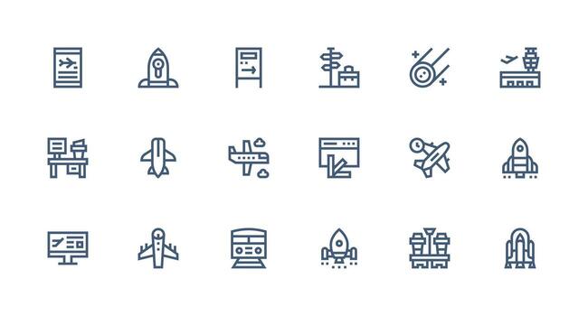 Strong Stroke Line Style Departure Icons with 18 Vectors Flexible Icon System for Web Interfaces