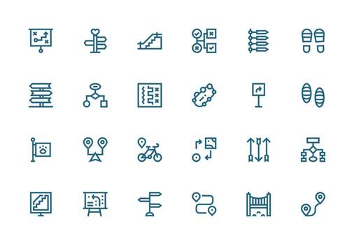Path Visual Pack containing 24 Thick Line Line Icons User Interface Icons for Digital Products vector