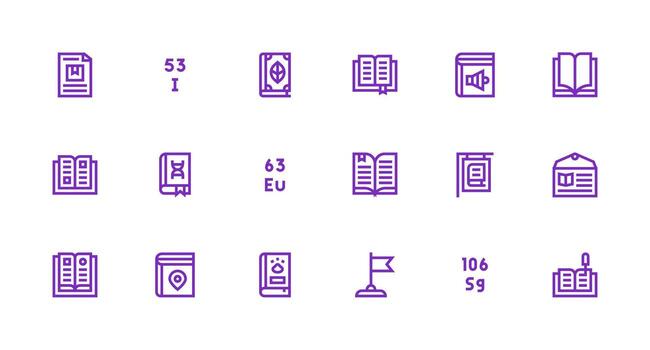 Reference Set with 18 Strong Stroke Line Icons Icon Set vector