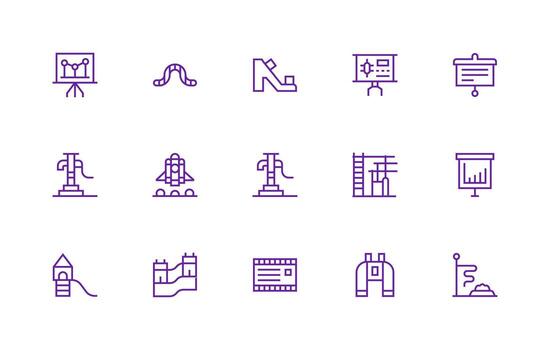 Regular Line Icons from Slide Set with 15 Vectors Line Icon Collection
