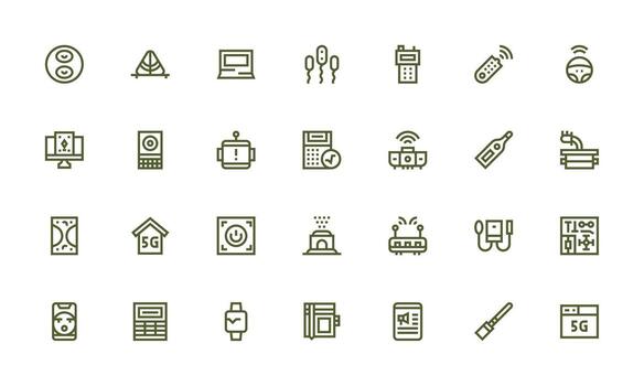 dispositivo diseño íconos presentando 28 en negrita línea estilo alta resolución íconos para ninguna plataforma vector