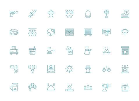 Light Line Icons from Heat Set with 35 Vectors Icon Set for Projects