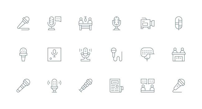 18 Minimal Line Icons for Interview Graphics Theme-Based Icon Pack vector