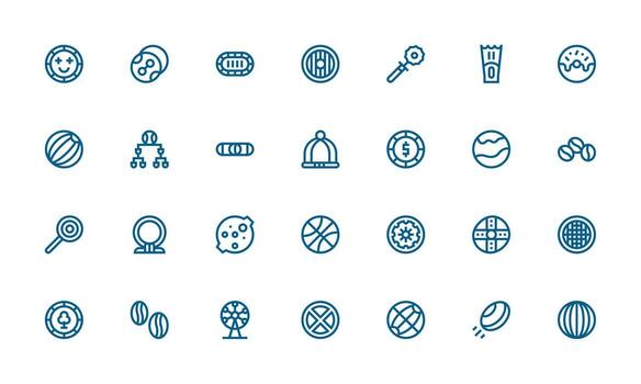 Round Visual Pack containing 28 Bold Line Icons Scalable Icons for Cross-Platform Interfaces vector