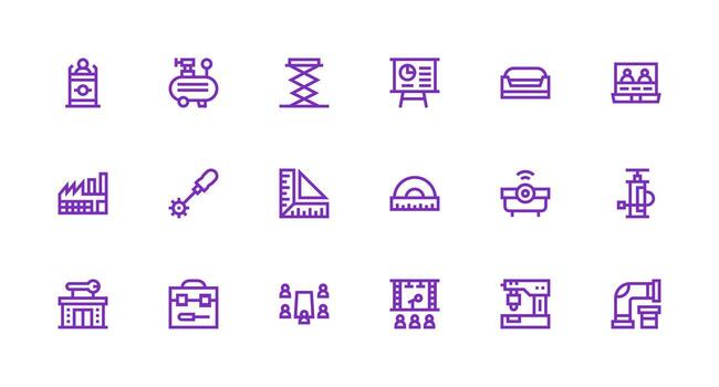 18 fuerte carrera línea estilo íconos desde taller colección limpiar icono colección para web utilizar vector