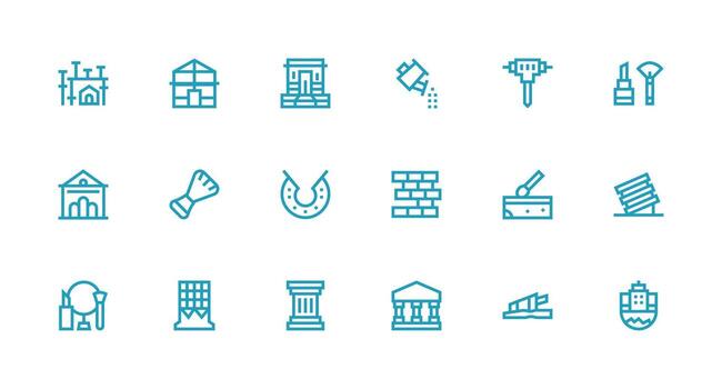 18 Foundation Icons in Strong Stroke Line Aesthetic Sharp Icons for Presentations vector