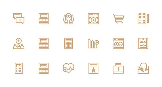 18 Strong Stroke Line Icons for Add Graphics UI Icon Set vector