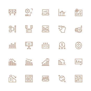 25 Medium Stroke Outline Style Icons from Decrease Collection Clean Icon Set Icon Pack for UI Projects vector