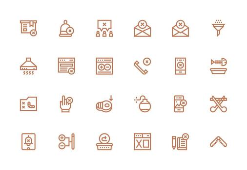 eliminar icono conjunto con 24 grueso línea línea gráficos profesional icono paquete para desarrollo trabajo vector