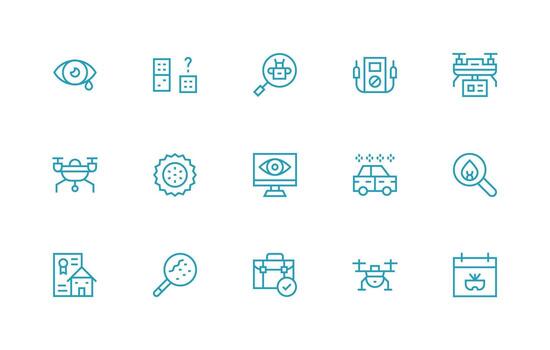 Inspection featuring 15 Icons in Regular Line Design Clear and Concise Icon Set Collection vector