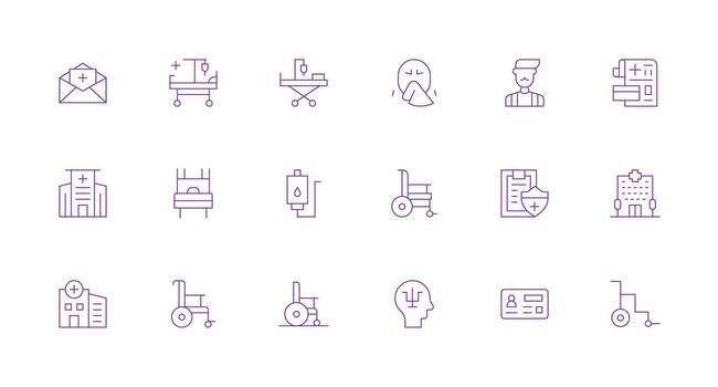 Patient Design Icons featuring 18 in Minimal Line Style Style Icon Set vector