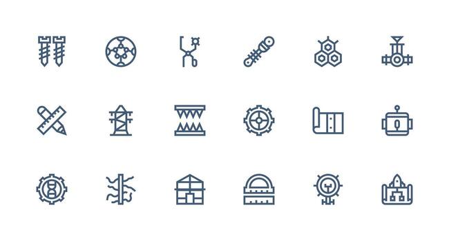 18 Engineering Icons in Strong Stroke Line Aesthetic Clean Icon Set Icon Pack for UI Projects vector