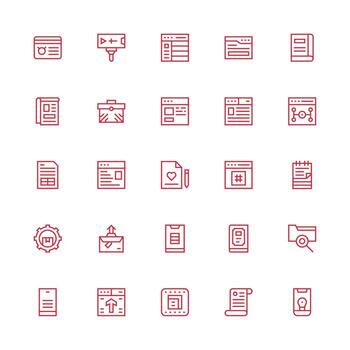 Content Management Design Icons featuring 25 in Medium Stroke Outline Style Clean Icon Set Icon Pack for UI Projects vector