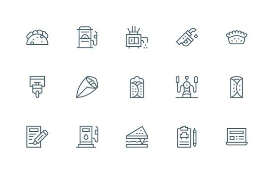 Regular Line Icons from Filling Set with 15 Vectors Icon Set for Web