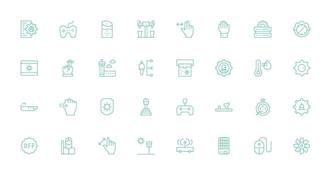 Control Icon Collection with 32 Thin Line Designs Basic Icon Series vector