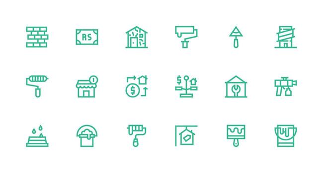 renovación diseño íconos presentando 18 en fuerte carrera línea estilo mínimo icono conjunto para interfaz proyectos vector