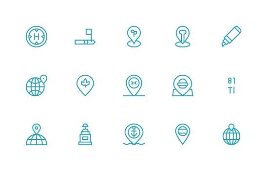 regular línea íconos desde marcador conjunto con 15 vectores plano icono conjunto