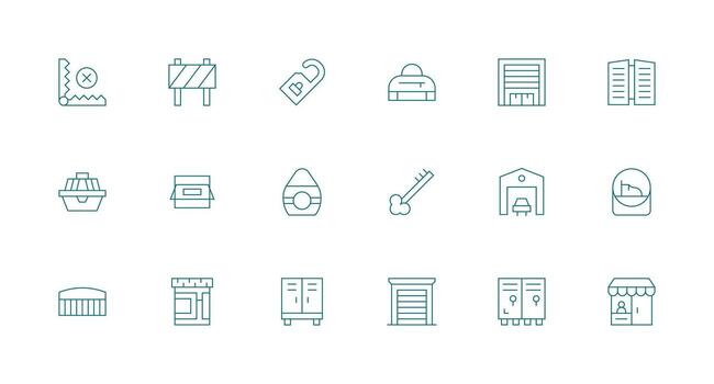 18 Minimal Line Designs for Closed Icons Quick Access Icons for UI Development vector