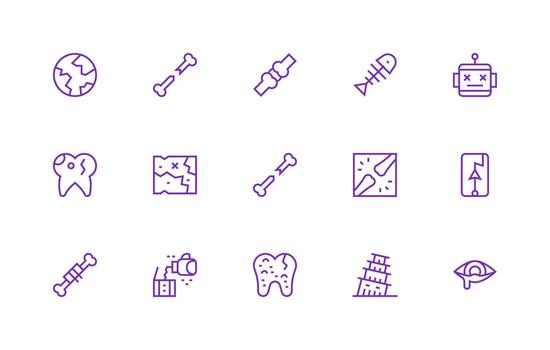 Broken Icon Set with 15 Regular Line Graphics UI-Ready Icon Collection vector