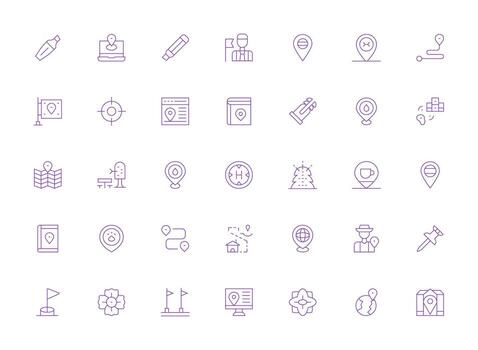 Marker Set with 35 Light Line Icons Sharp Icons for Presentations vector