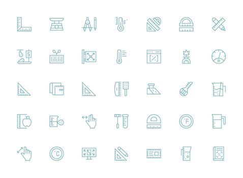 Scale Set with 35 Light Line Icons Dashboard Icon Series vector