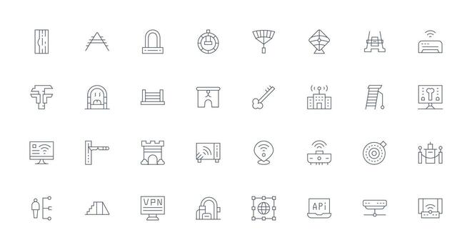 32 Thin Line Icons for Access Point Graphics Versatile Icon Collection for Designers vector