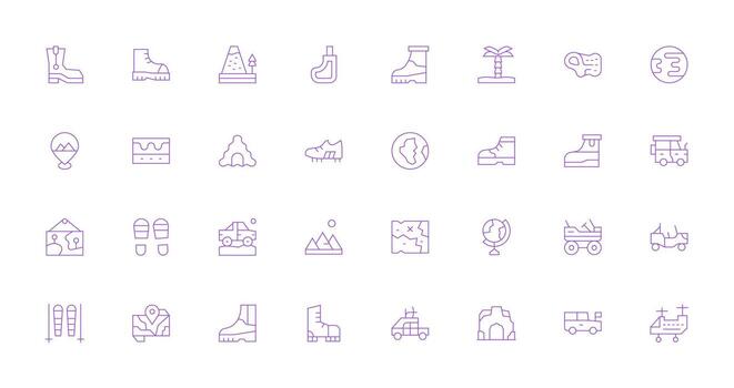 Terrain Design Icons featuring 32 in Thin Line Style Clean Icon Set Icon Pack for UI Projects vector