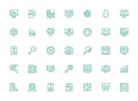 35 Visualization Icons in Regular Clean Line Aesthetic Icons Built for Visual Consistency Pack vector