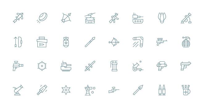 Projectile featuring 32 Icons in Thin Line Design Neat Icon Set vector