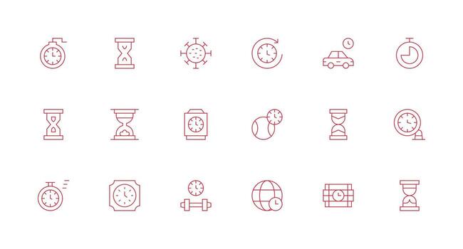 Minimal Line Style Duration Icons with 18 Vectors Multi-Style Icon Collection