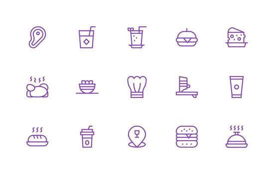 15 Regular Line Style Icons from Restaurant Collection Neatly Designed Icons for Web Platforms vector