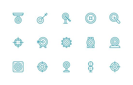 regular línea íconos desde diana conjunto con 15 vectores limpiar icono colección para web utilizar