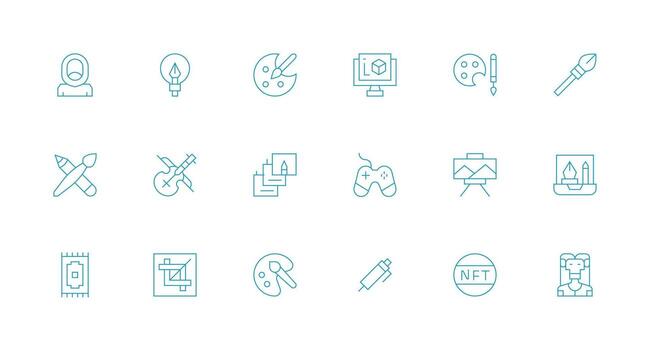 18 mínimo línea estilo íconos desde digital Arte colección web icono colección vector