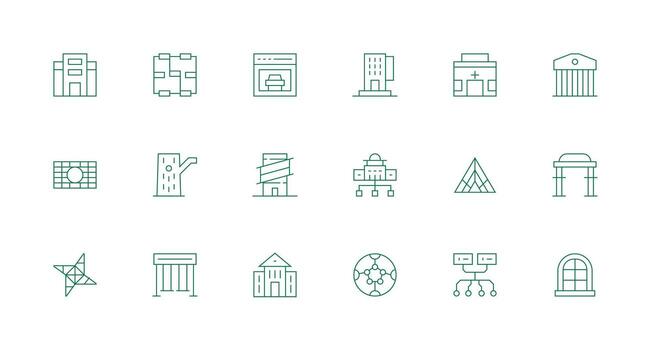 Structure Visual Pack containing 18 Minimal Line Icons Multi-Purpose Icon Set vector