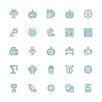 25 medio carrera contorno estilo íconos desde automatización colección rápido acceso íconos para ui desarrollo vector