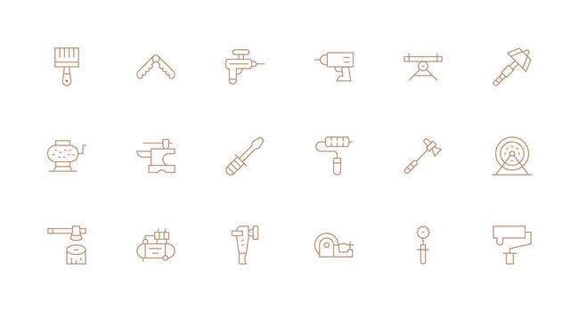 18 Minimal Line Vectors for Tooling Theme Interface Icon Collection