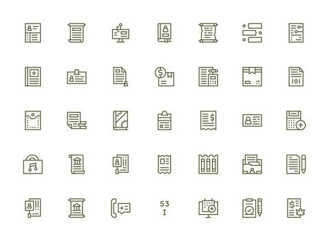 Record featuring 35 Icons in Regular Clean Line Design Reusable Icon Set vector
