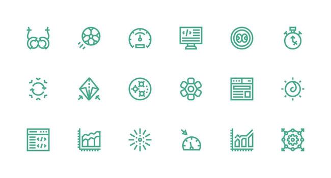 Dynamic Design Icons featuring 18 in Strong Stroke Line Style Light Icon Series vector