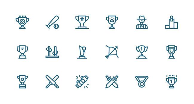 18 fuerte carrera línea íconos para concurso gráficos web y aplicación icono paquete colección vector