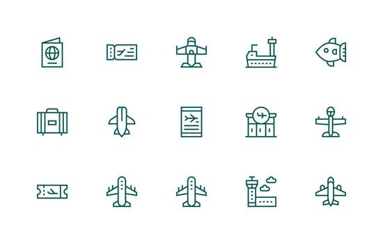 Regular Line Icons from Airplane Set with 15 Vectors Interface Icon Collection for Daily Projects