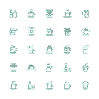 25 Icons for Cup in Medium Stroke Outline Format Minimal Icon Set for Interface Projects vector